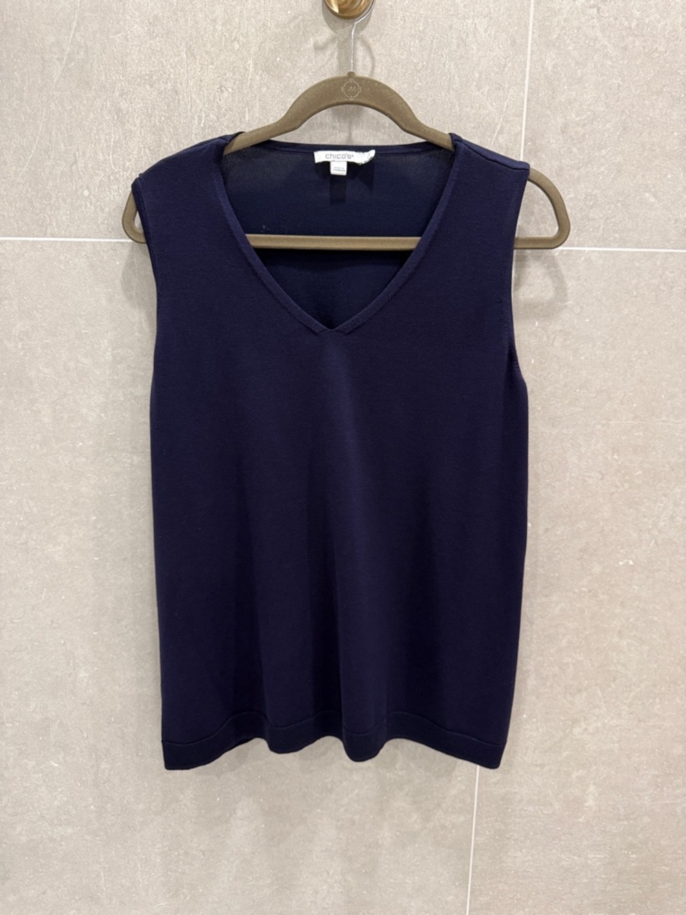 Chico's Deep Navy V-Neck Sleeveless Knit Tank